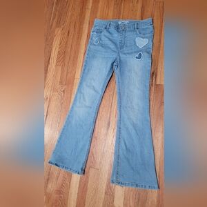 Kids Light Blue Jeans with Heart Accent